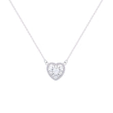 Asfour Crystal Chain Necklace With Heart Pendant In 925 Sterling Silver-ND0401